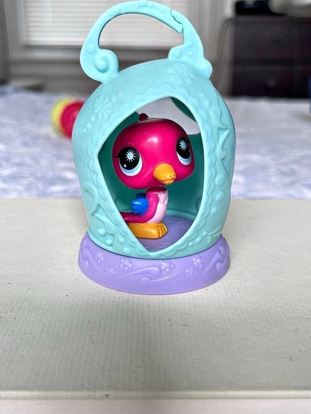 Hasbro Littlest Pet Shop Collectible Bird Figure & Carry Case Purple